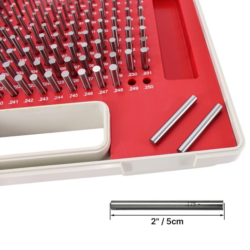 TEXALAN(R) Steel Pin Gage Set Minus Heat Treated with Storage Case M1 190pcs 0.061"-0.250" - Image 2